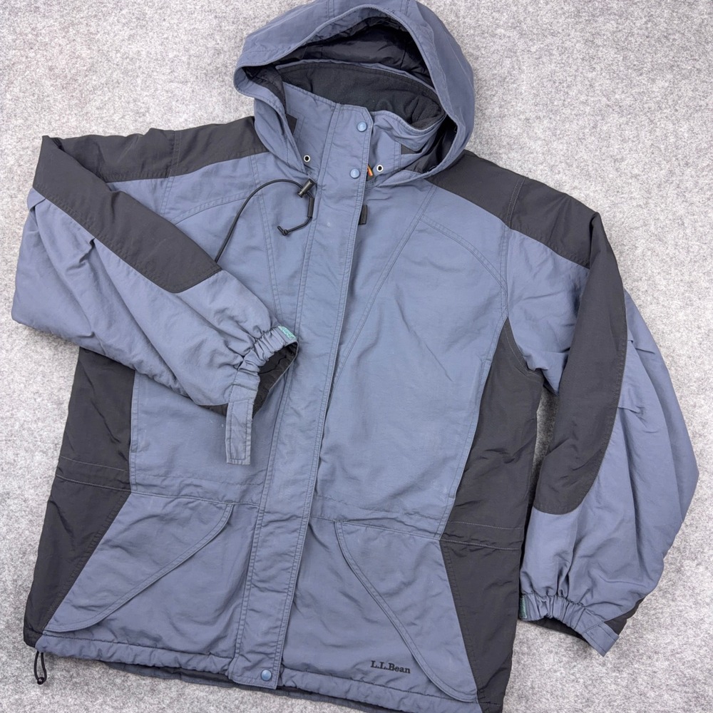 VTG LL Bean Jacket Womens Large Thinsulate LiteLoft Hooded Winter Coat FLAWED